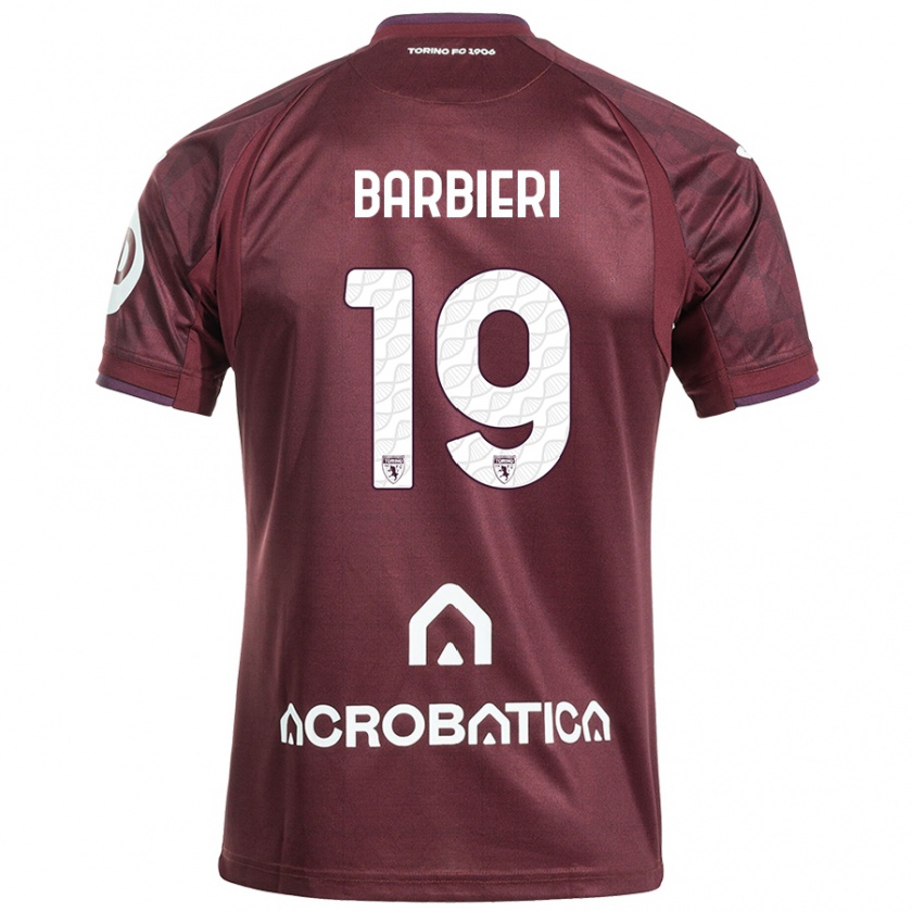 Kandiny Enfant Maillot Raffaella Barbieri #19 Bordeaux Blanc Tenues Domicile 2024/25 T-Shirt