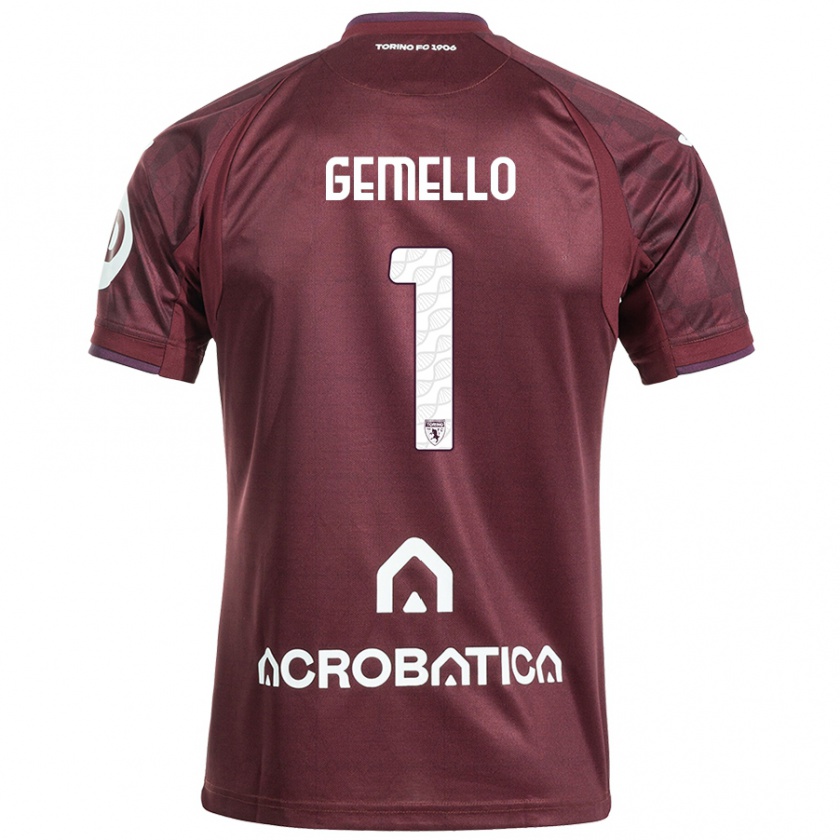 Kandiny Enfant Maillot Luca Gemello #1 Bordeaux Blanc Tenues Domicile 2024/25 T-Shirt