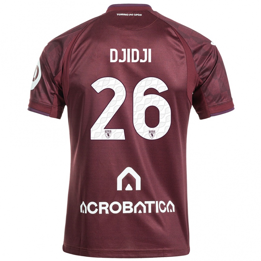 Kandiny Enfant Maillot Koffi Djidji #26 Bordeaux Blanc Tenues Domicile 2024/25 T-Shirt