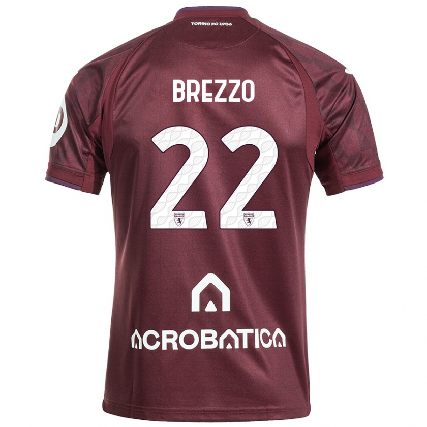 Kandiny Enfant Maillot Matteo Brezzo #22 Bordeaux Blanc Tenues Domicile 2024/25 T-Shirt