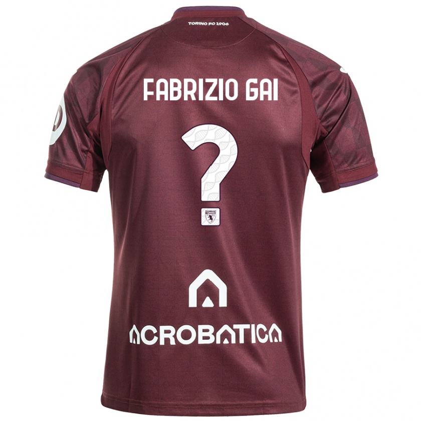 Kandiny Enfant Maillot Fabrizio Gai #0 Bordeaux Blanc Tenues Domicile 2024/25 T-Shirt