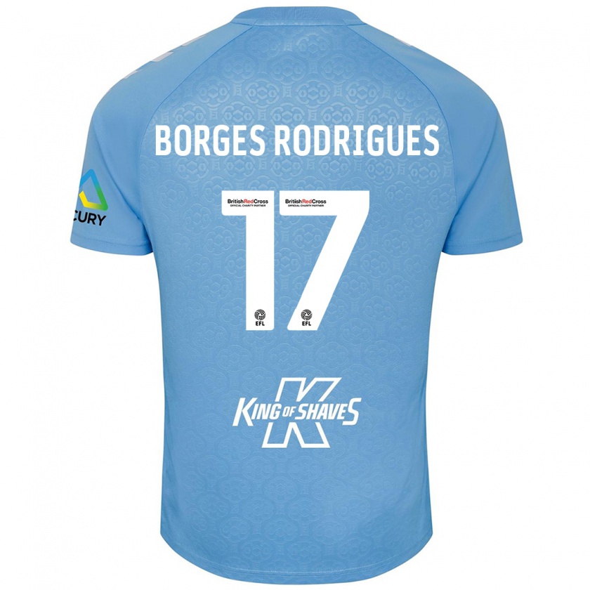 Kandiny Enfant Maillot Raphael Borges Rodrigues #17 Bleu Blanc Tenues Domicile 2024/25 T-Shirt