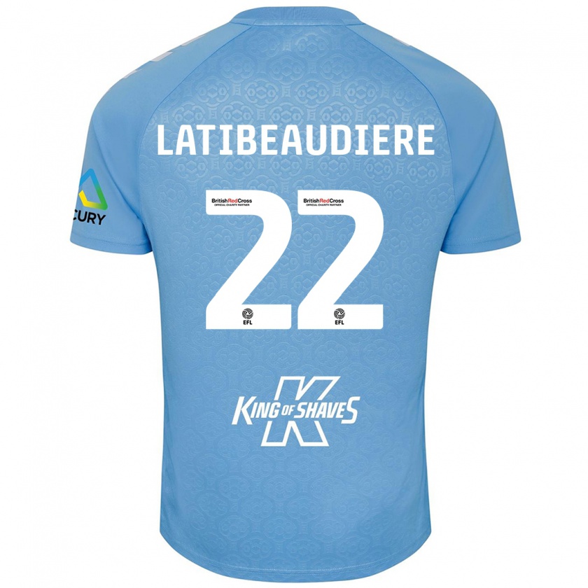 Kandiny Enfant Maillot Joel Latibeaudiere #22 Bleu Blanc Tenues Domicile 2024/25 T-Shirt