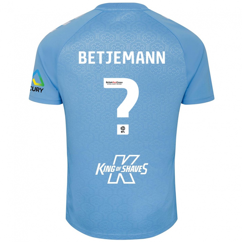 Kandiny Enfant Maillot Elliot Betjemann #0 Bleu Blanc Tenues Domicile 2024/25 T-Shirt