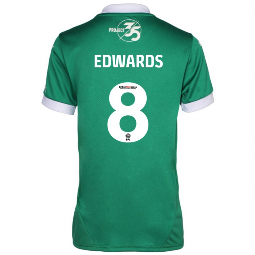 Kandiny Enfant Maillot Joe Edwards #8 Vert Blanc Tenues Domicile 2024/25 T-Shirt