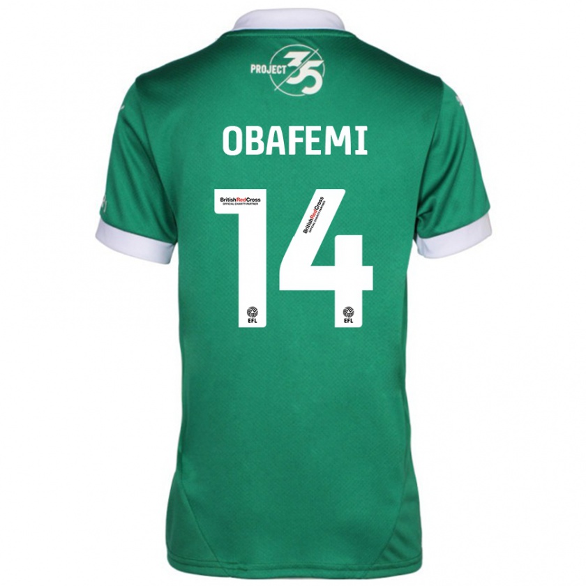 Kandiny Enfant Maillot Michael Obafemi #14 Vert Blanc Tenues Domicile 2024/25 T-Shirt