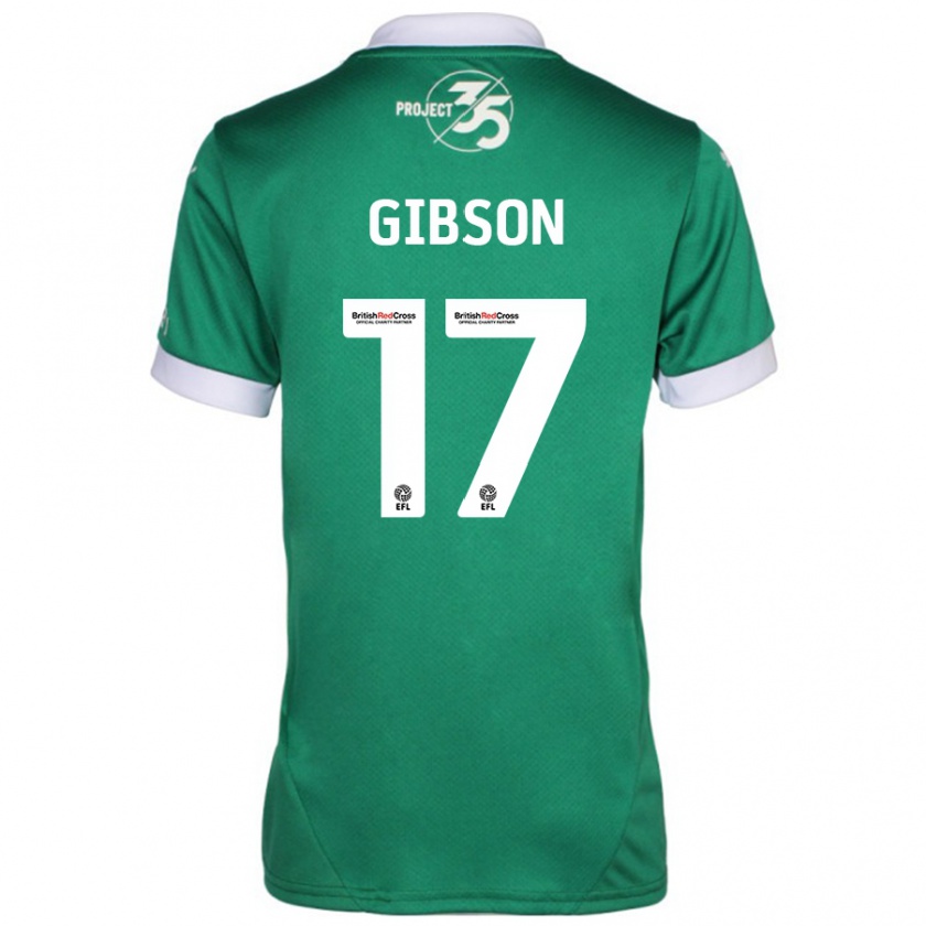 Kandiny Enfant Maillot Lewis Gibson #17 Vert Blanc Tenues Domicile 2024/25 T-Shirt