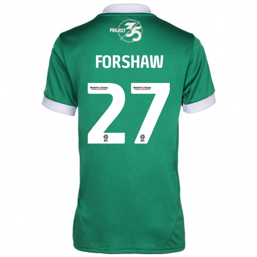 Kandiny Enfant Maillot Adam Forshaw #27 Vert Blanc Tenues Domicile 2024/25 T-Shirt