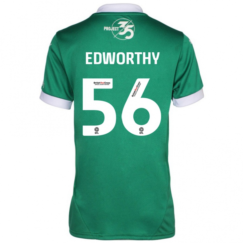 Kandiny Enfant Maillot Kieran Edworthy #56 Vert Blanc Tenues Domicile 2024/25 T-Shirt