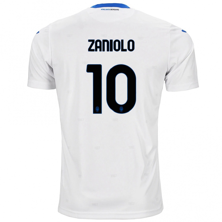 Kandiny Enfant Maillot Nicolò Zaniolo #10 Blanc Tenues Extérieur 2024/25 T-Shirt