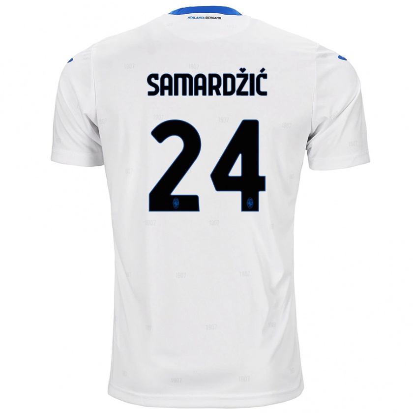 Kandiny Enfant Maillot Lazar Samardžić #24 Blanc Tenues Extérieur 2024/25 T-Shirt