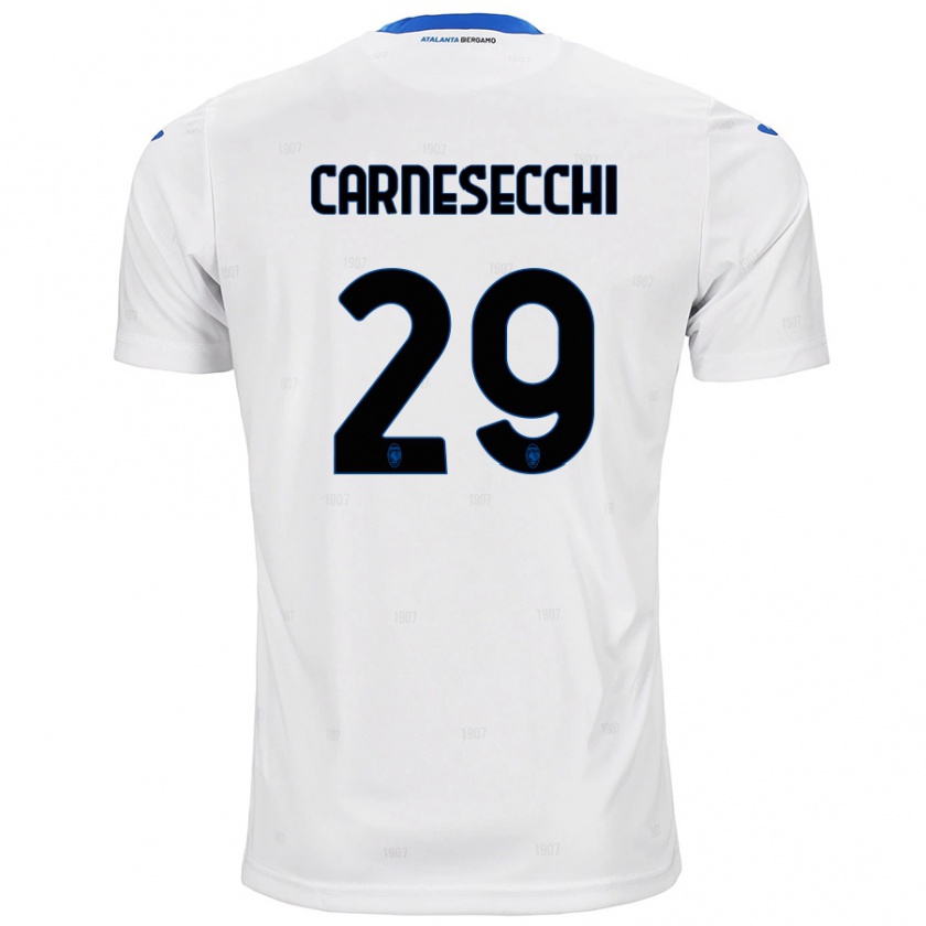 Kandiny Enfant Maillot Marco Carnesecchi #29 Blanc Tenues Extérieur 2024/25 T-Shirt