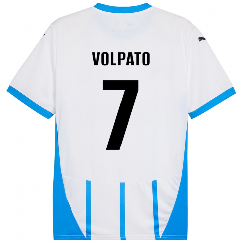 Kandiny Enfant Maillot Cristian Volpato #7 Blanc Bleu Tenues Extérieur 2024/25 T-Shirt