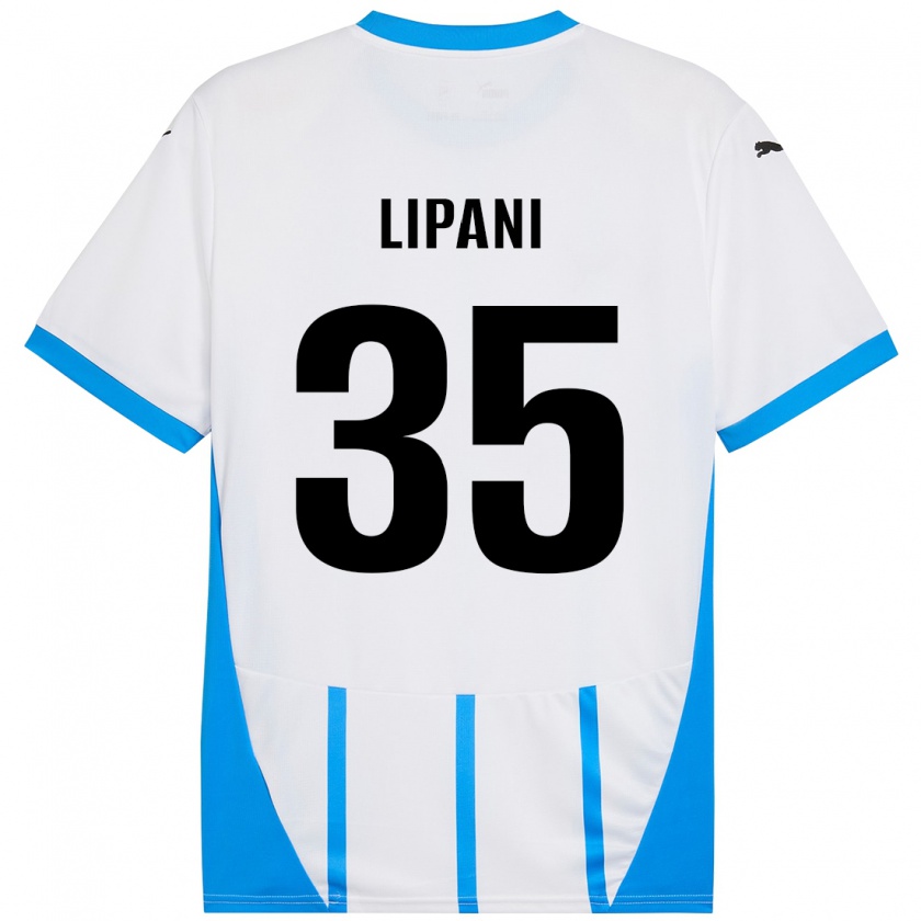 Kandiny Enfant Maillot Luca Lipani #35 Blanc Bleu Tenues Extérieur 2024/25 T-Shirt