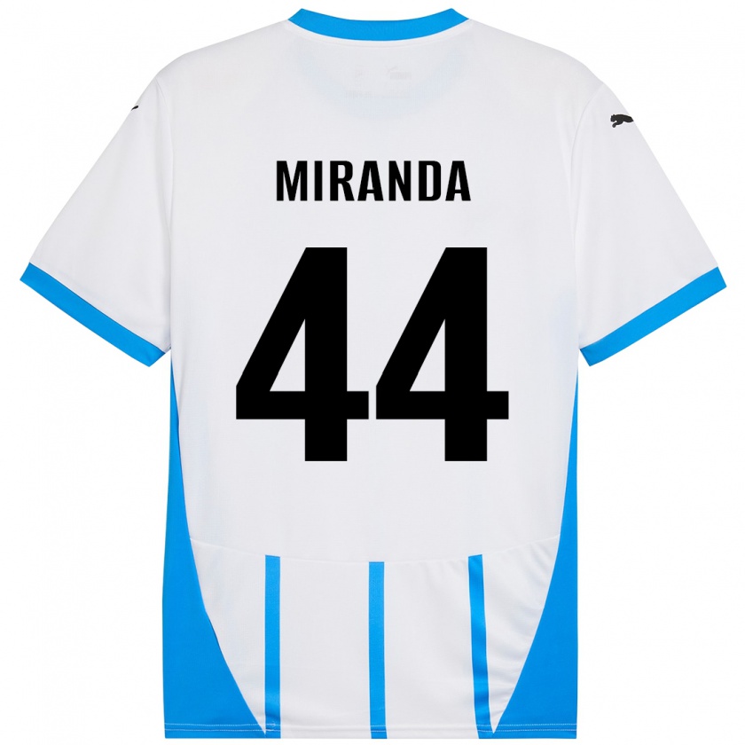 Kandiny Enfant Maillot Kevin Miranda #44 Blanc Bleu Tenues Extérieur 2024/25 T-Shirt