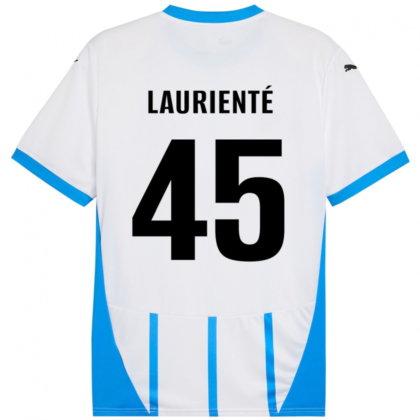 Kandiny Enfant Maillot Armand Laurienté #45 Blanc Bleu Tenues Extérieur 2024/25 T-Shirt