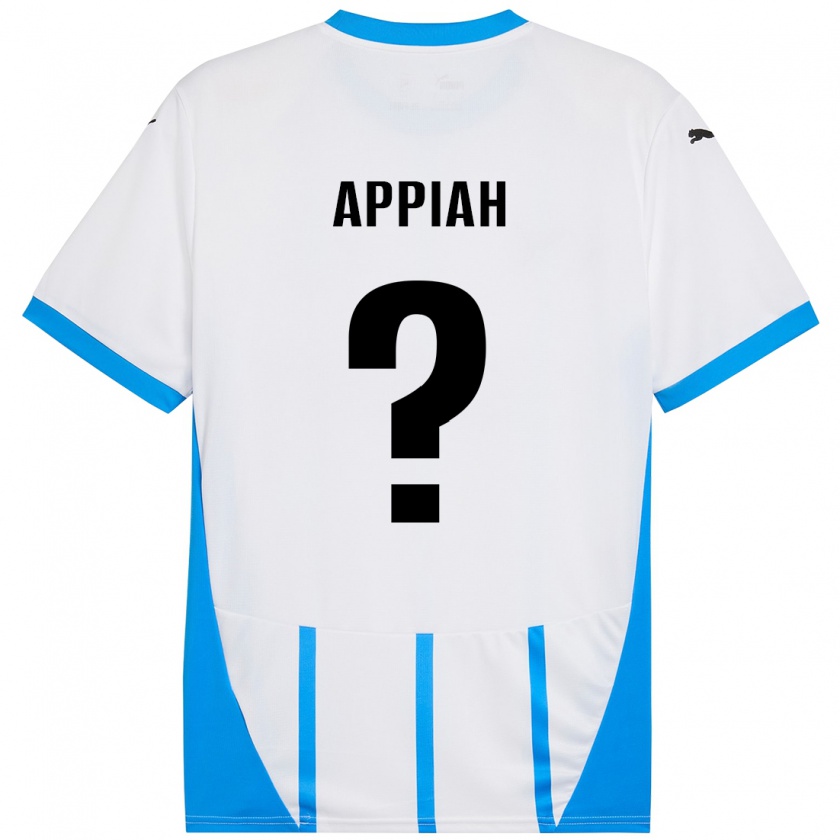 Kandiny Enfant Maillot Lorenzo Appiah #0 Blanc Bleu Tenues Extérieur 2024/25 T-Shirt