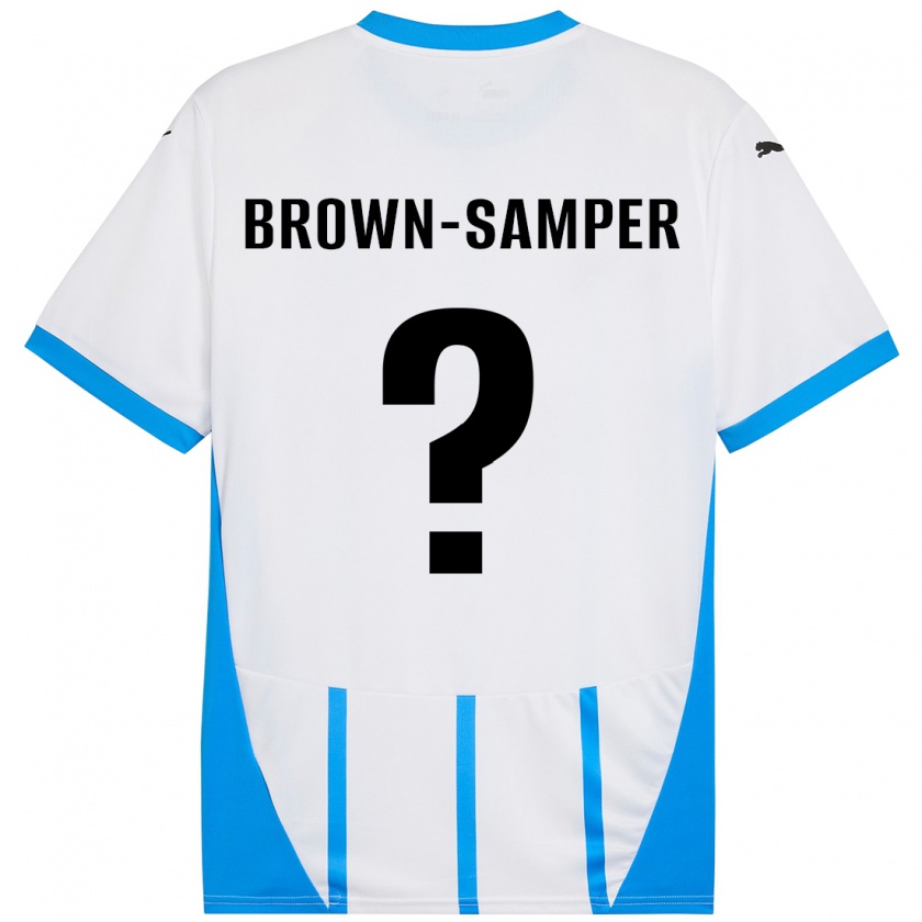 Kandiny Enfant Maillot Isaac Brown-Samper #0 Blanc Bleu Tenues Extérieur 2024/25 T-Shirt