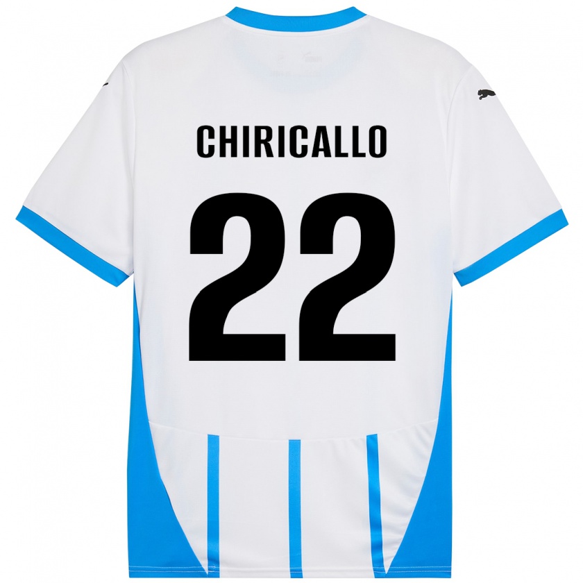 Kandiny Enfant Maillot Giovanni Chiricallo #22 Blanc Bleu Tenues Extérieur 2024/25 T-Shirt