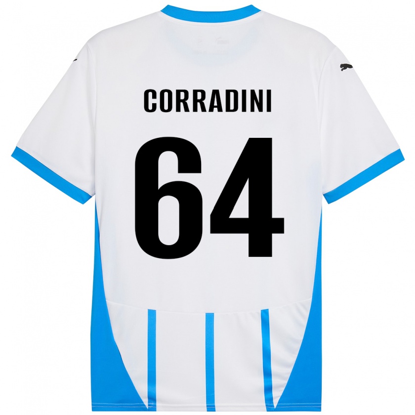 Kandiny Enfant Maillot Francesco Corradini #64 Blanc Bleu Tenues Extérieur 2024/25 T-Shirt