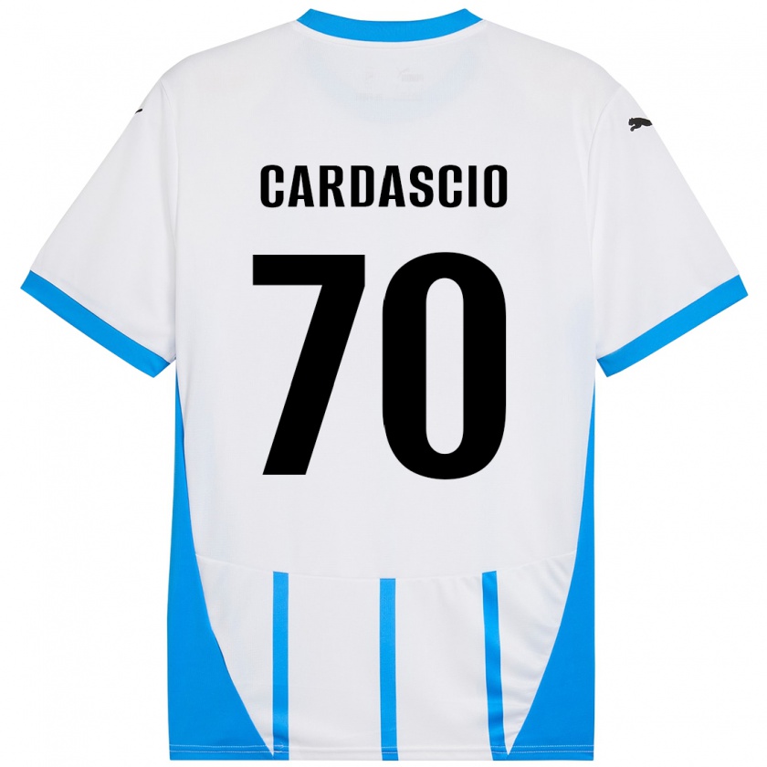 Kandiny Enfant Maillot Alessandro Cardascio #70 Blanc Bleu Tenues Extérieur 2024/25 T-Shirt