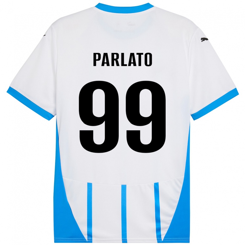 Kandiny Enfant Maillot Claudio Parlato #99 Blanc Bleu Tenues Extérieur 2024/25 T-Shirt