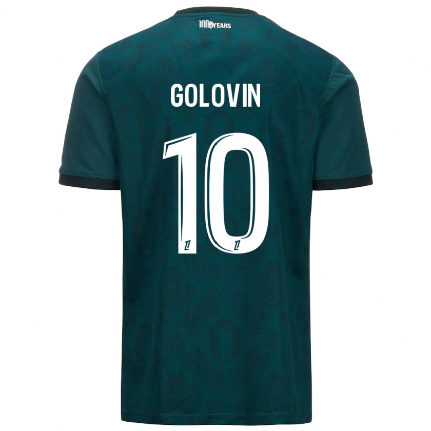 Kandiny Enfant Maillot Aleksandr Golovin #10 Vert Foncé Tenues Extérieur 2024/25 T-Shirt