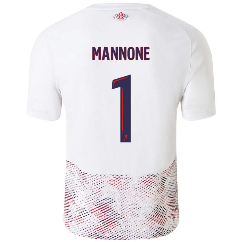 Kandiny Enfant Maillot Vito Mannone #1 Blanc Bleu Royal Tenues Extérieur 2024/25 T-Shirt