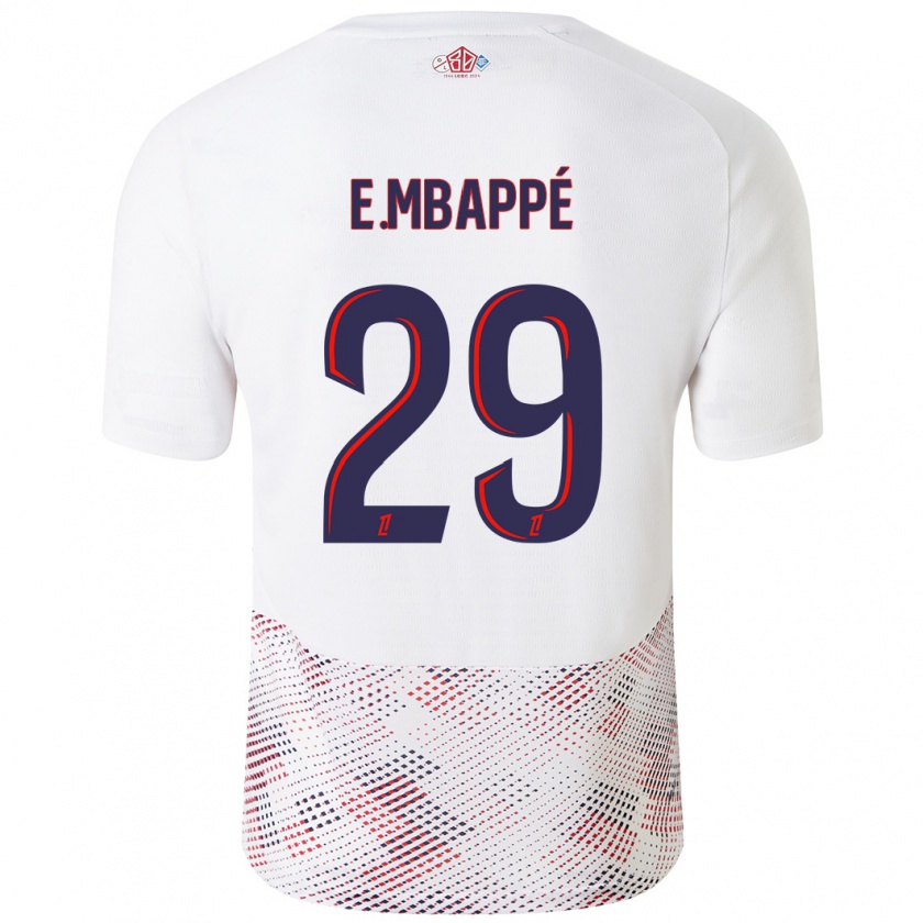 Kandiny Enfant Maillot Ethan Mbappé #29 Blanc Bleu Royal Tenues Extérieur 2024/25 T-Shirt