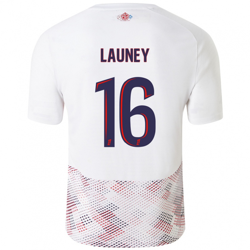 Kandiny Enfant Maillot Elisa Launey #16 Blanc Bleu Royal Tenues Extérieur 2024/25 T-Shirt