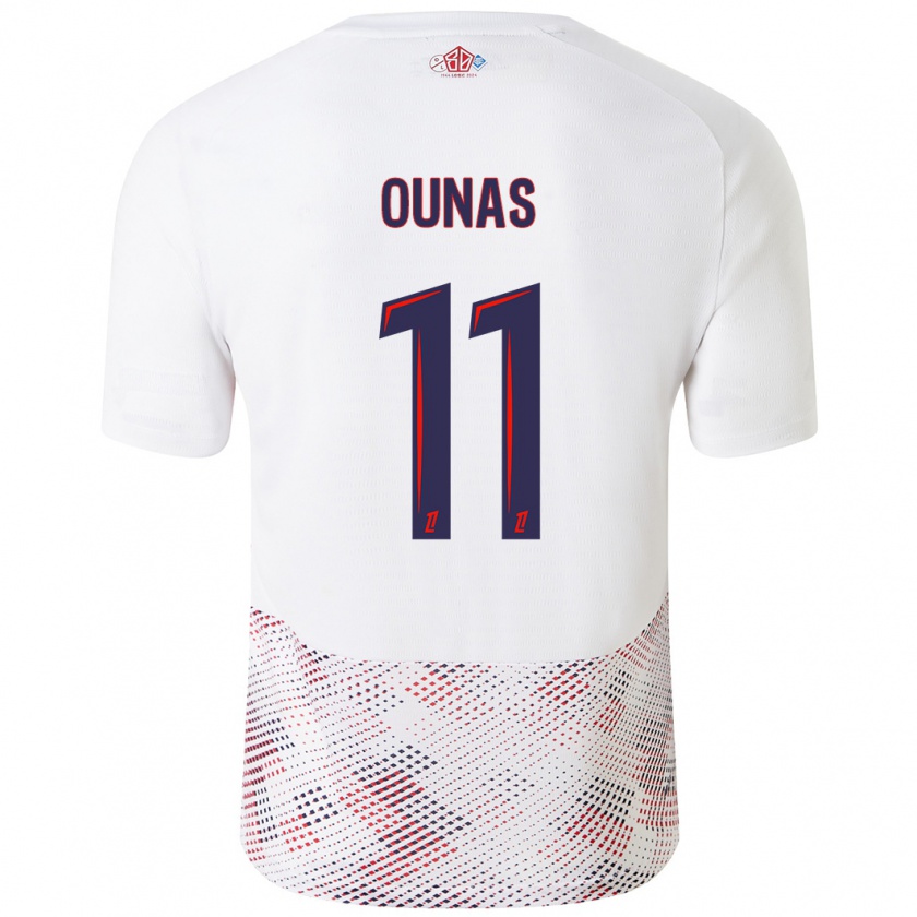 Kandiny Enfant Maillot Adam Ounas #11 Blanc Bleu Royal Tenues Extérieur 2024/25 T-Shirt