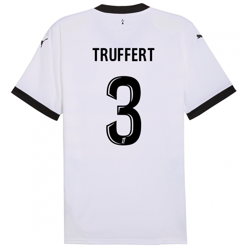 Kandiny Enfant Maillot Adrien Truffert #3 Blanc Noir Tenues Extérieur 2024/25 T-Shirt