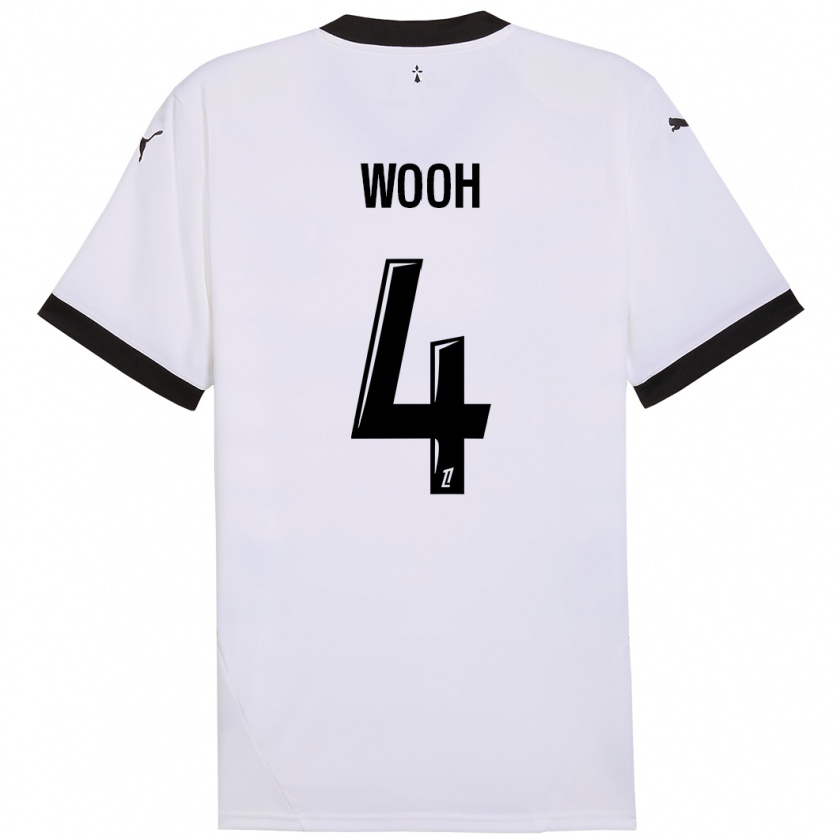 Kandiny Enfant Maillot Christopher Wooh #4 Blanc Noir Tenues Extérieur 2024/25 T-Shirt