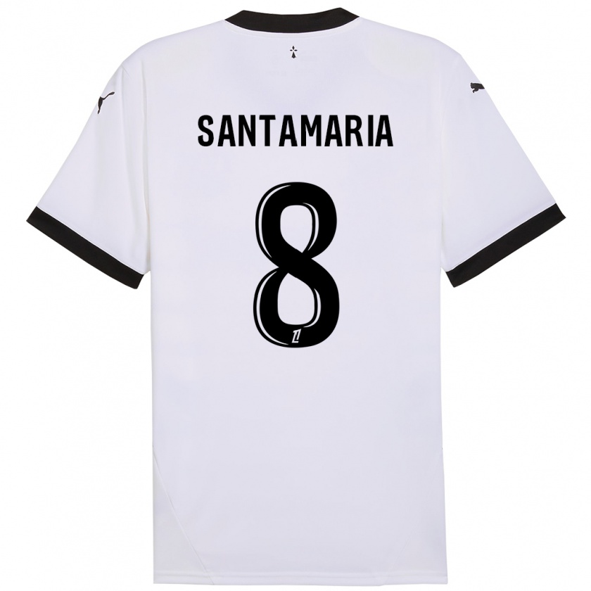 Kandiny Enfant Maillot Baptiste Santamaria #8 Blanc Noir Tenues Extérieur 2024/25 T-Shirt