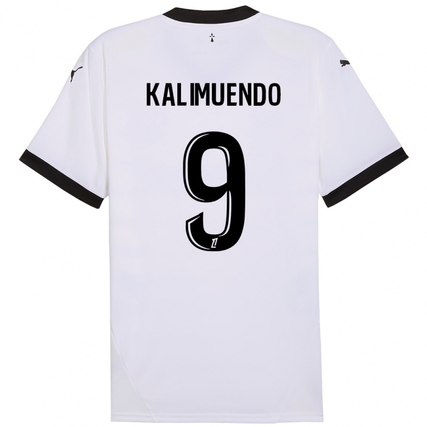 Kandiny Enfant Maillot Arnaud Kalimuendo #9 Blanc Noir Tenues Extérieur 2024/25 T-Shirt