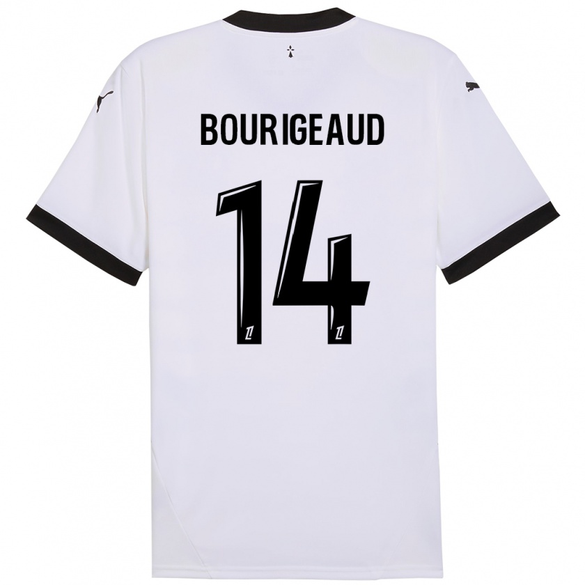 Kandiny Enfant Maillot Benjamin Bourigeaud #14 Blanc Noir Tenues Extérieur 2024/25 T-Shirt