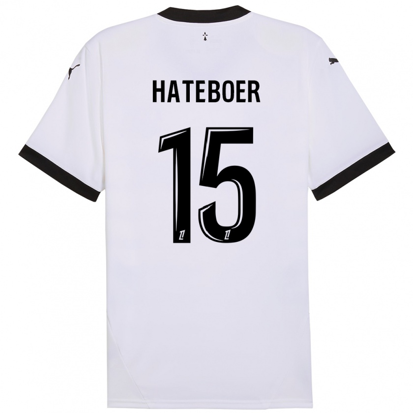 Kandiny Enfant Maillot Hans Hateboer #15 Blanc Noir Tenues Extérieur 2024/25 T-Shirt