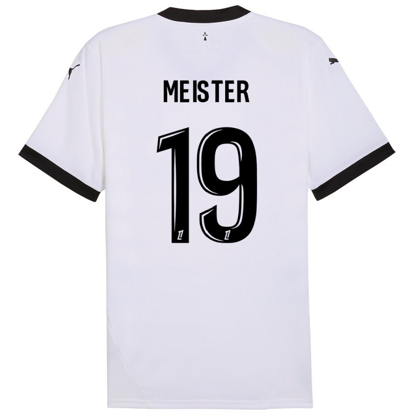 Kandiny Enfant Maillot Henrik Meister #19 Blanc Noir Tenues Extérieur 2024/25 T-Shirt