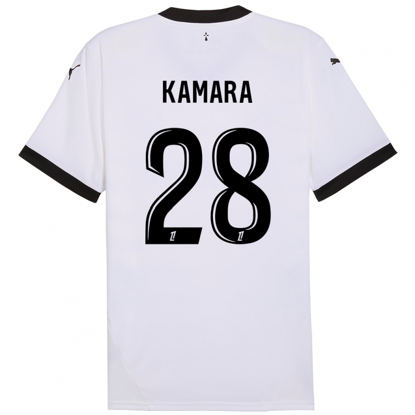 Kandiny Enfant Maillot Glen Kamara #28 Blanc Noir Tenues Extérieur 2024/25 T-Shirt