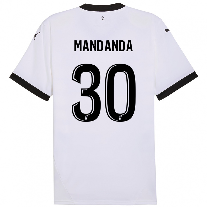 Kandiny Enfant Maillot Steve Mandanda #30 Blanc Noir Tenues Extérieur 2024/25 T-Shirt