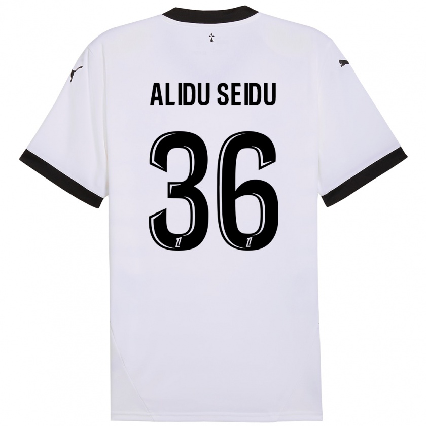 Kandiny Enfant Maillot Alidu Seidu #36 Blanc Noir Tenues Extérieur 2024/25 T-Shirt