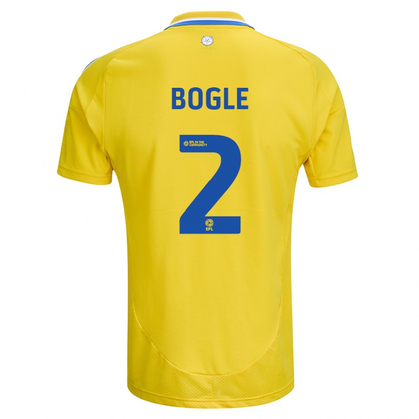 Kandiny Enfant Maillot Jayden Bogle #2 Jaune Bleu Tenues Extérieur 2024/25 T-Shirt