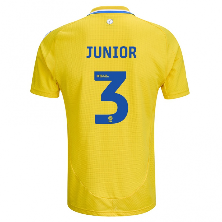 Kandiny Enfant Maillot Junior Firpo #3 Jaune Bleu Tenues Extérieur 2024/25 T-Shirt