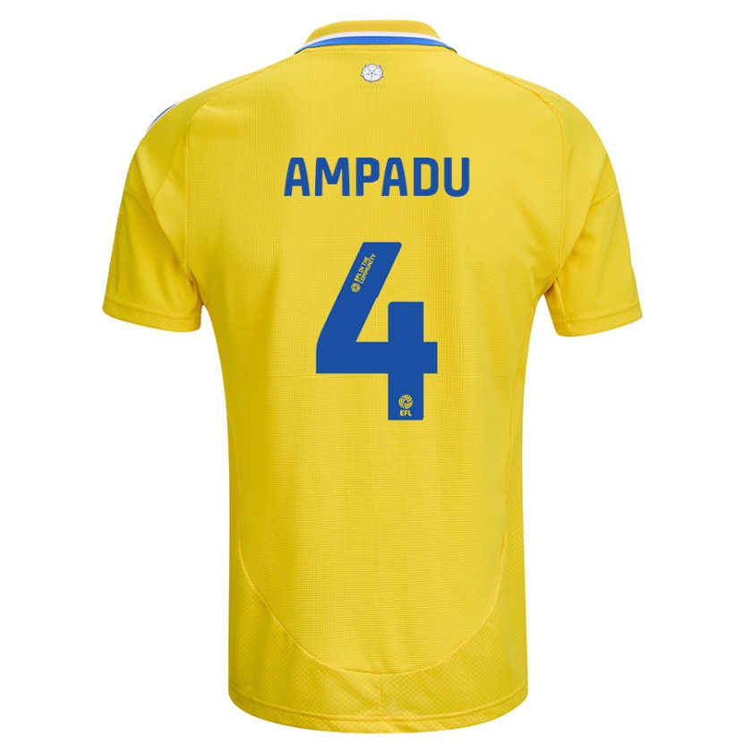 Kandiny Enfant Maillot Ethan Ampadu #4 Jaune Bleu Tenues Extérieur 2024/25 T-Shirt