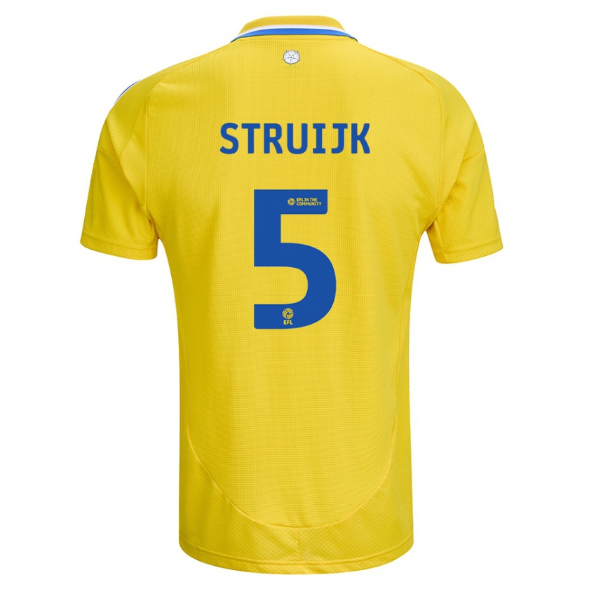 Kandiny Enfant Maillot Pascal Struijk #5 Jaune Bleu Tenues Extérieur 2024/25 T-Shirt