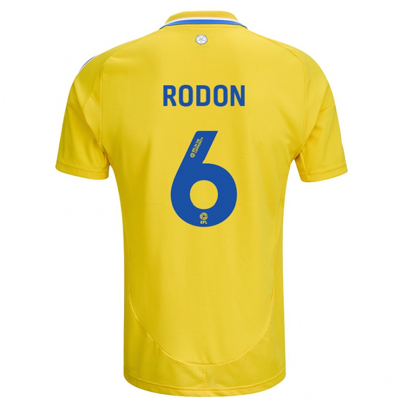 Kandiny Enfant Maillot Joe Rodon #6 Jaune Bleu Tenues Extérieur 2024/25 T-Shirt