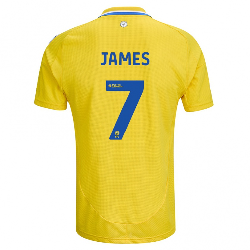 Kandiny Enfant Maillot Daniel James #7 Jaune Bleu Tenues Extérieur 2024/25 T-Shirt