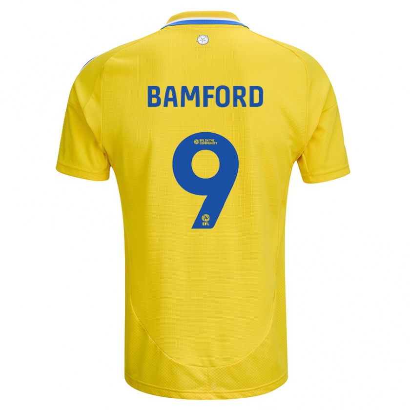 Kandiny Enfant Maillot Patrick Bamford #9 Jaune Bleu Tenues Extérieur 2024/25 T-Shirt