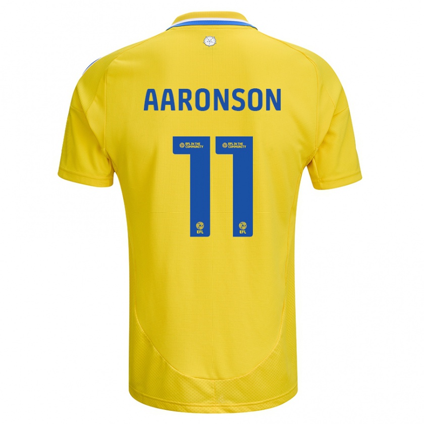 Kandiny Enfant Maillot Brenden Aaronson #11 Jaune Bleu Tenues Extérieur 2024/25 T-Shirt