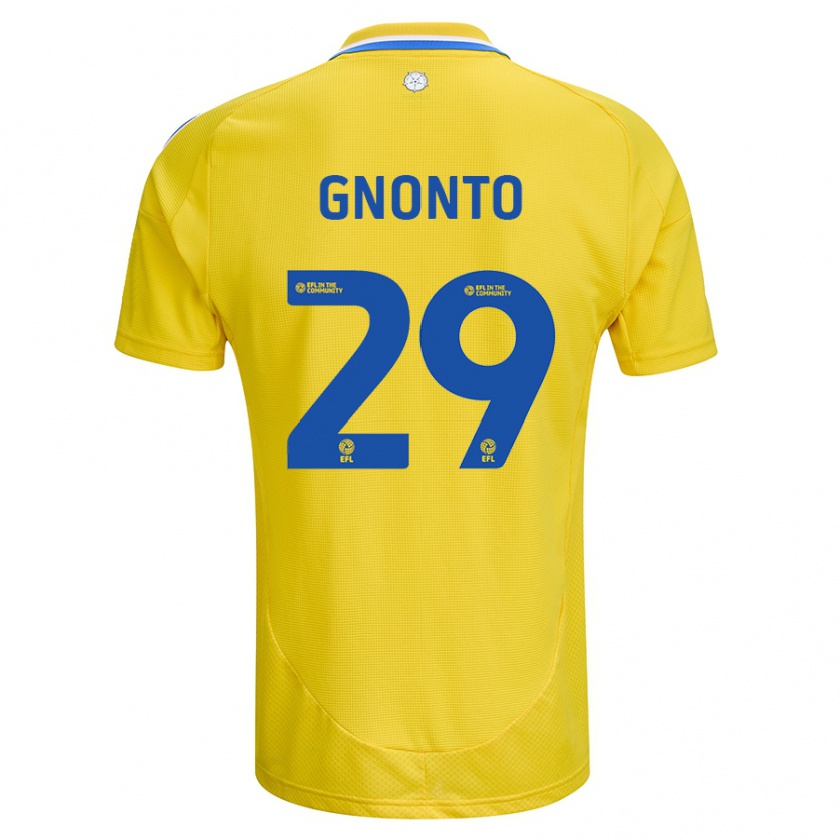 Kandiny Enfant Maillot Wilfried Gnonto #29 Jaune Bleu Tenues Extérieur 2024/25 T-Shirt